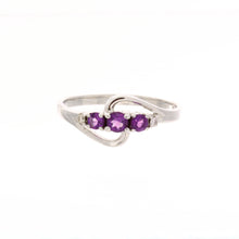 Load image into Gallery viewer, Triple Birthstone and Diamond Swirl Ring
