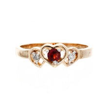 Load image into Gallery viewer, Triple Heart Diamond Birthstone Ring
