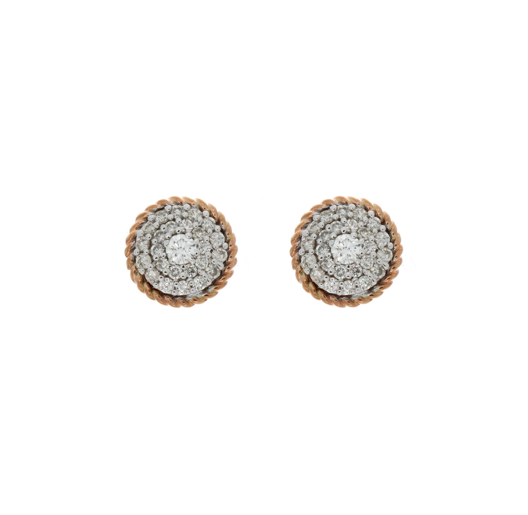 Diamond Two Tone Circle Cluster Earrings