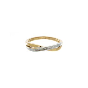 Diamond Two Tone Crossover Ring